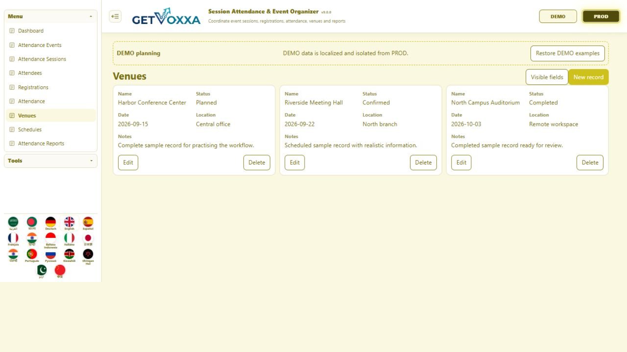 Screenshot — In-Person Course / Seminar v9.0.0