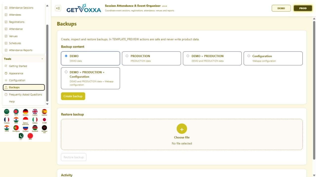 Screenshot — In-Person Course / Seminar v9.0.0