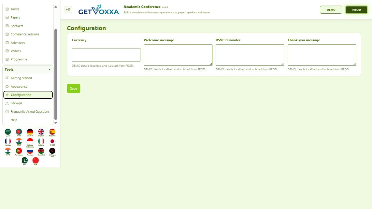 Screenshot — Academic Conference v9.0.0
