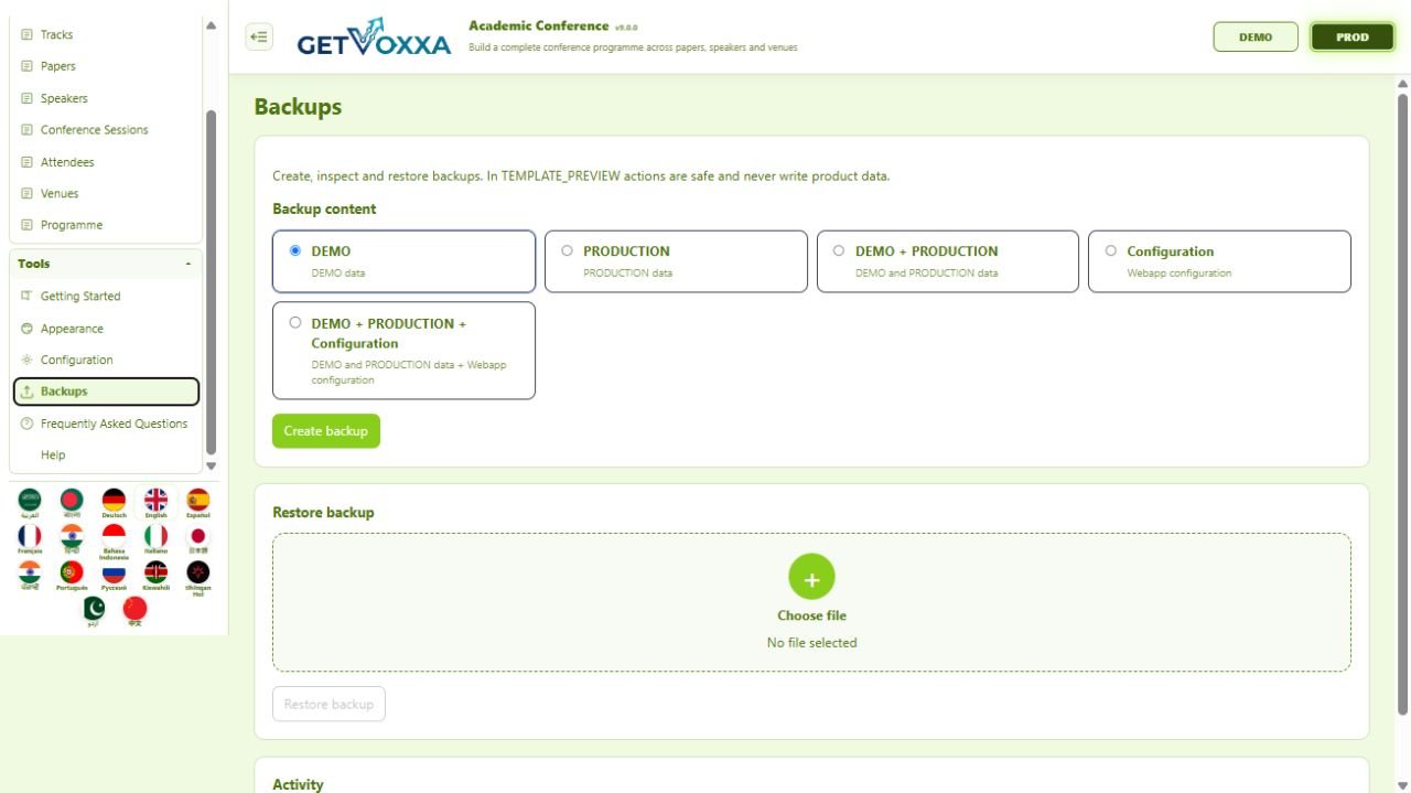 Screenshot — Academic Conference v9.0.0