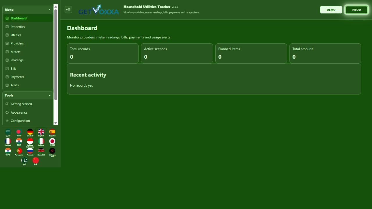 Screenshot — Household Utilities Tracker v9.0.0