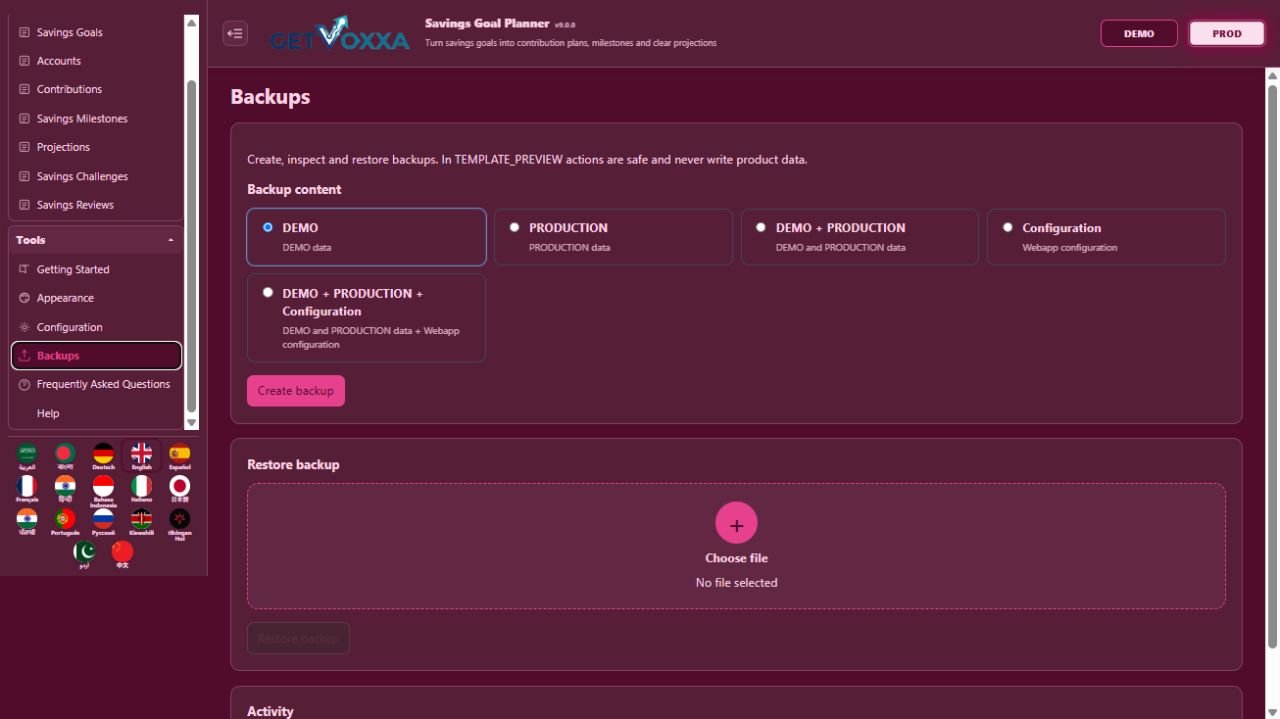 Screenshot — Savings Goal Planner v9.0.0