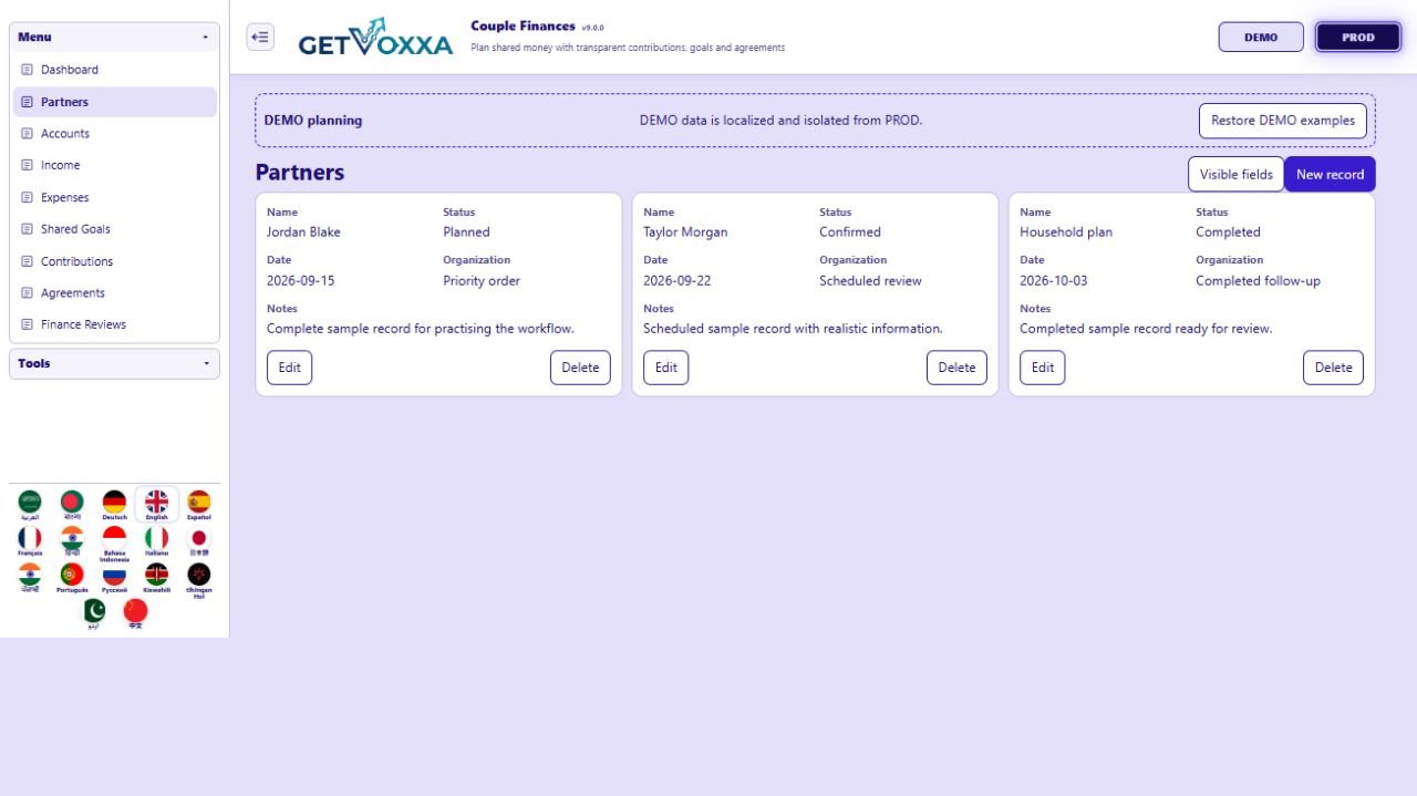 Screenshot — Couple Finances v9.0.0