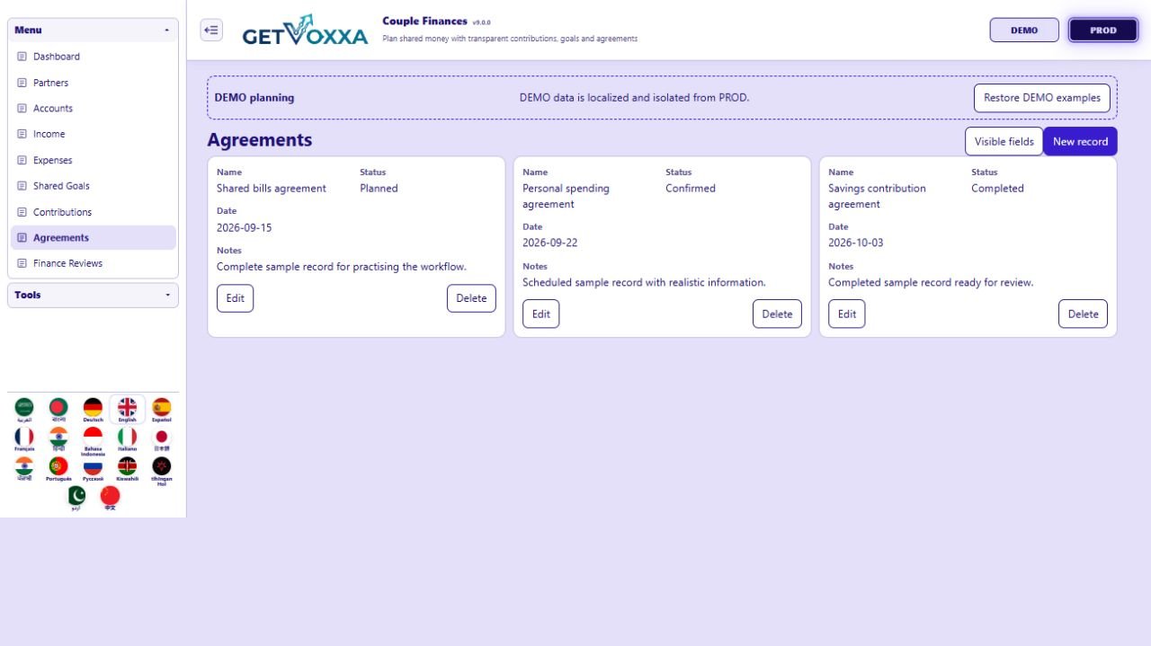 Screenshot — Couple Finances v9.0.0