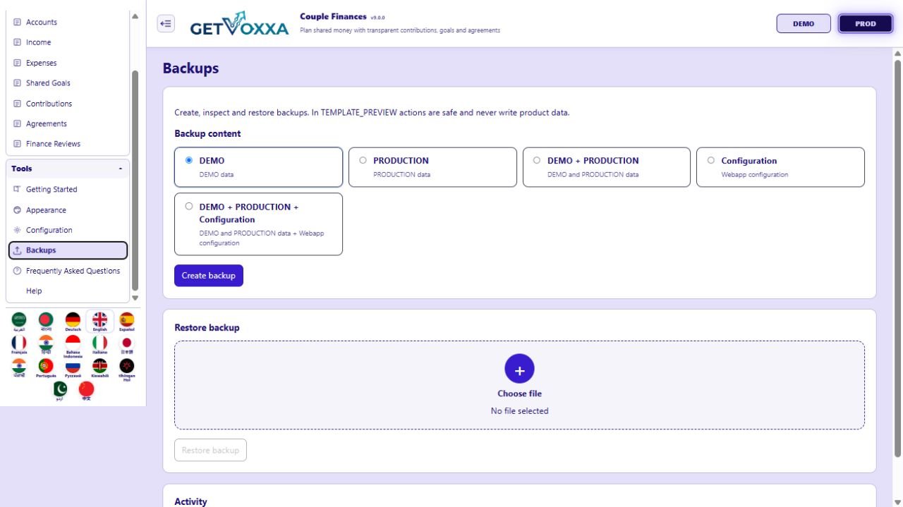 Screenshot — Couple Finances v9.0.0