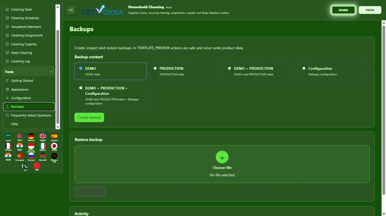 Screenshot — Household Cleaning v9.0.0