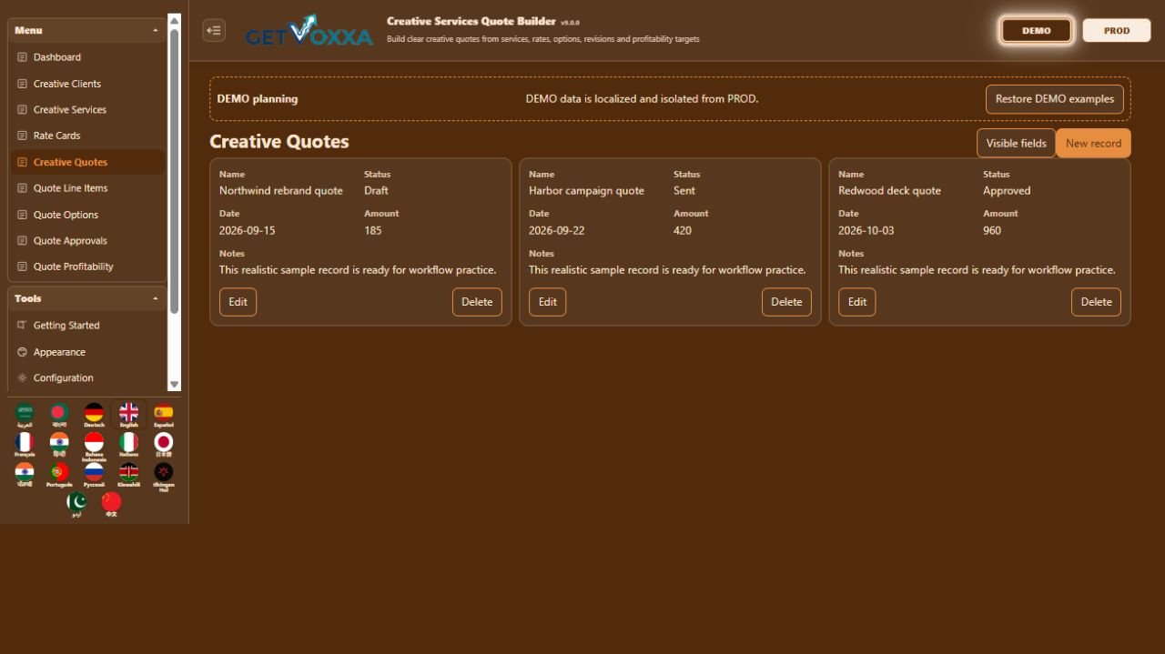 Screenshot — Creative Services Quote Builder v9.0.0