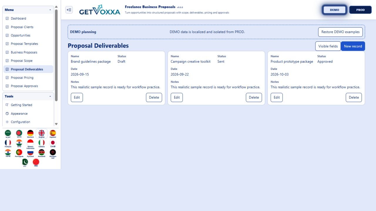 Screenshot — Freelance Business Proposals v9.0.0