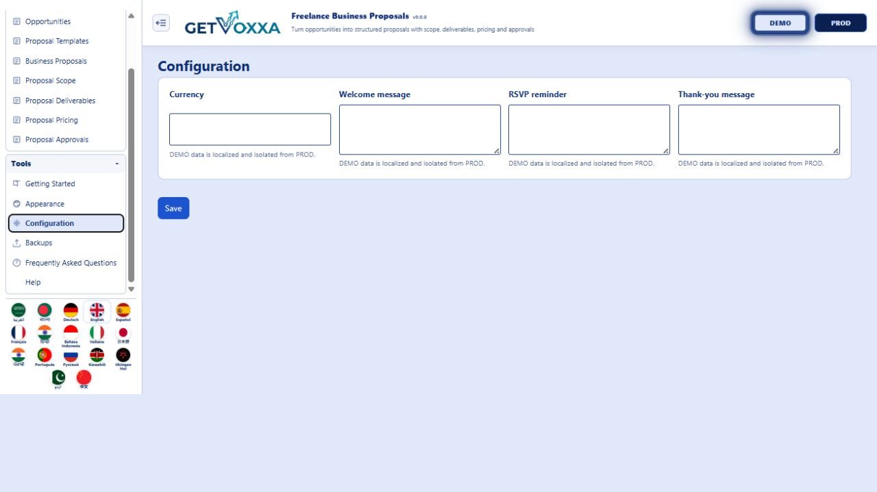 Screenshot — Freelance Business Proposals v9.0.0