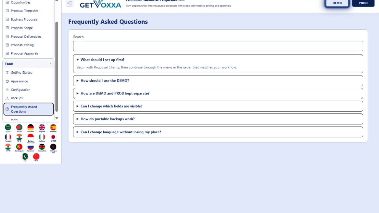 Screenshot — Freelance Business Proposals v9.0.0