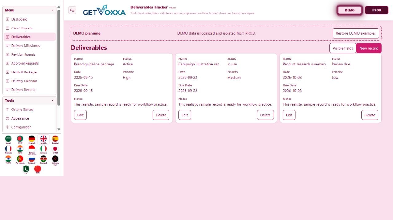 Screenshot — Deliverables Tracker v9.0.0