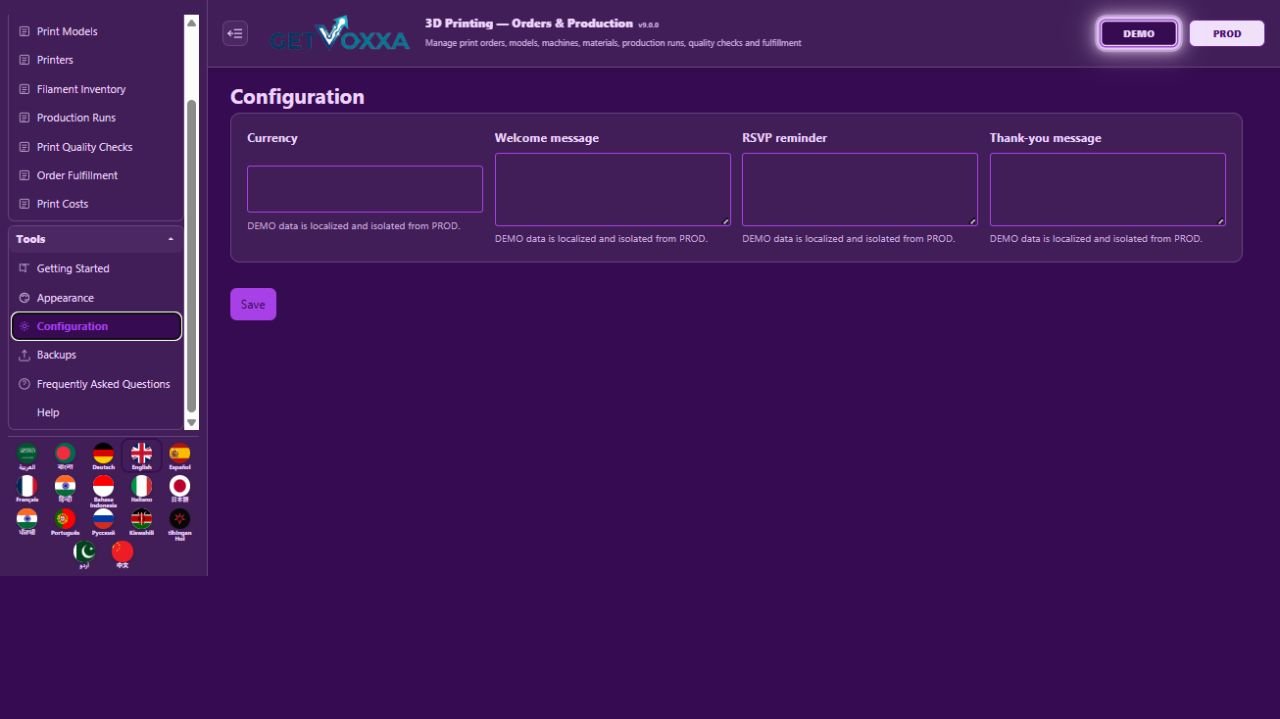 Screenshot — 3D Printing — Orders & Production v9.0.0