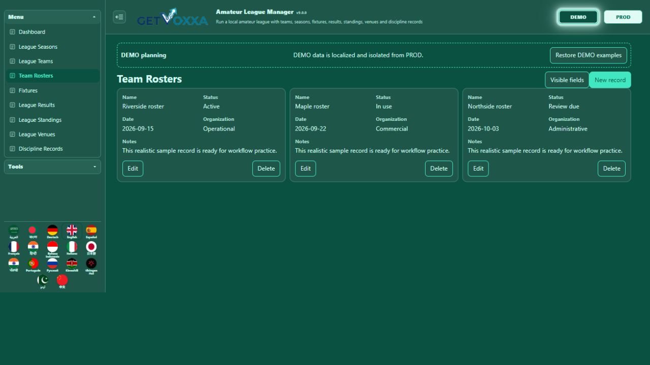Screenshot — Amateur League Manager v9.0.0
