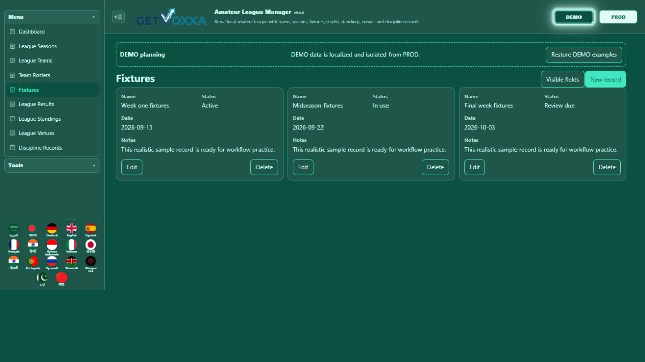 Screenshot — Amateur League Manager v9.0.0