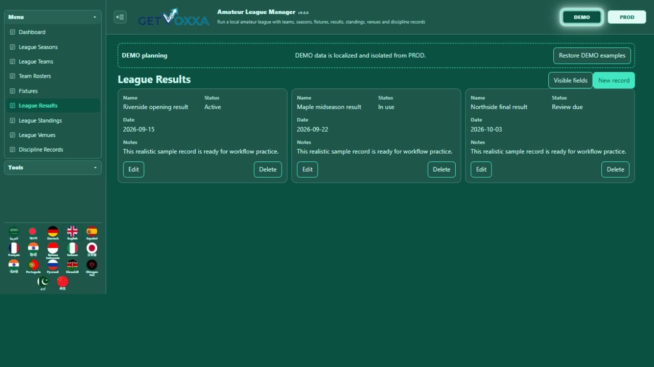 Screenshot — Amateur League Manager v9.0.0