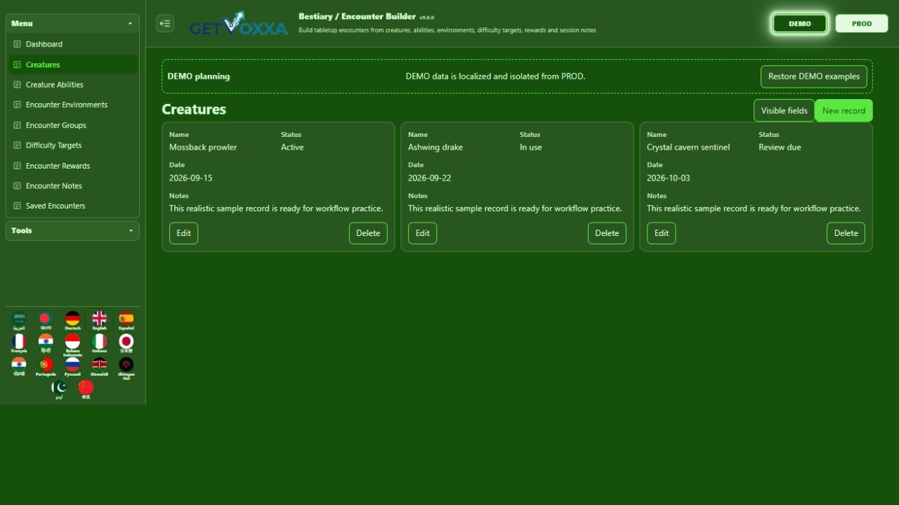 Capture d’écran — Bestiary / Encounter Builder v9.0.0