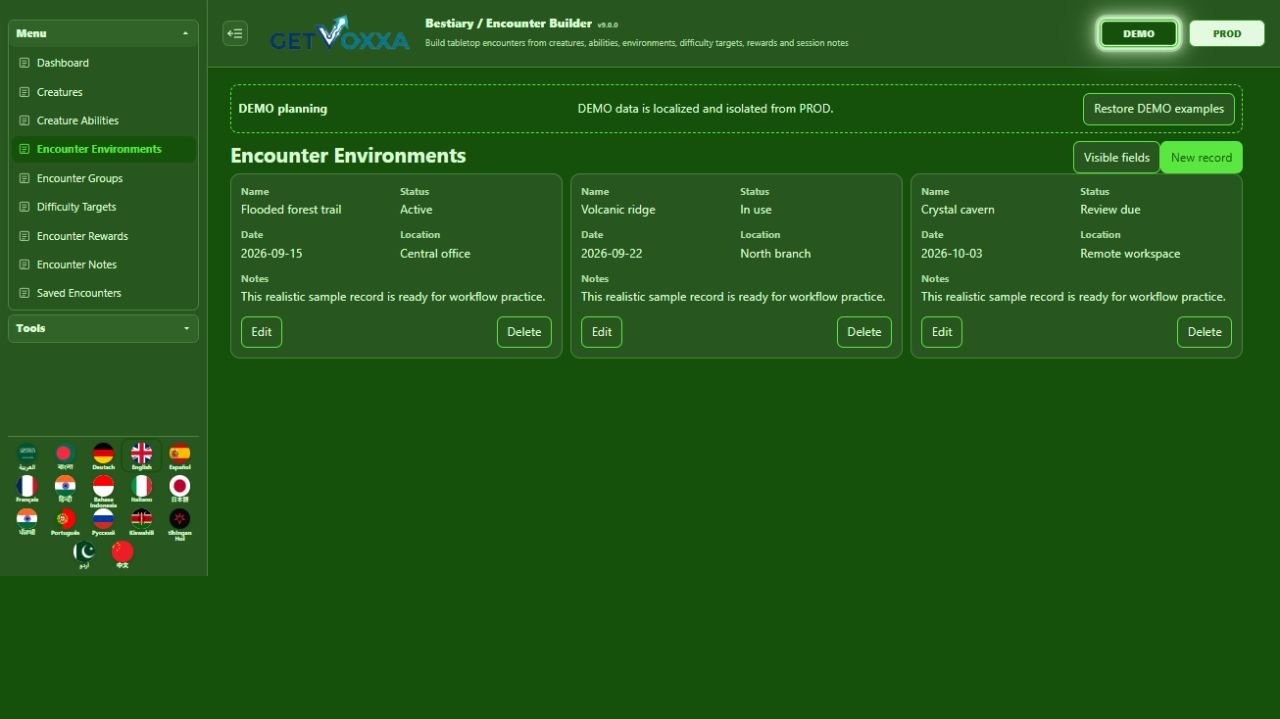 Capture d’écran — Bestiary / Encounter Builder v9.0.0