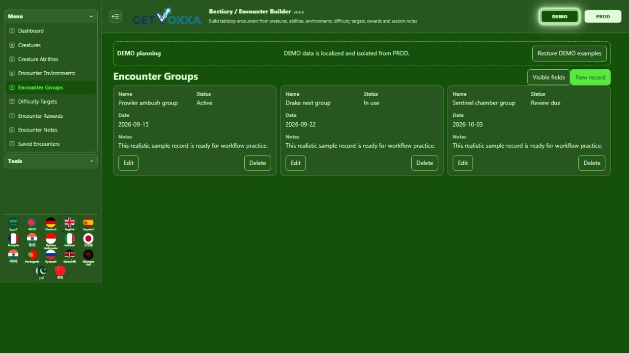 Capture d’écran — Bestiary / Encounter Builder v9.0.0