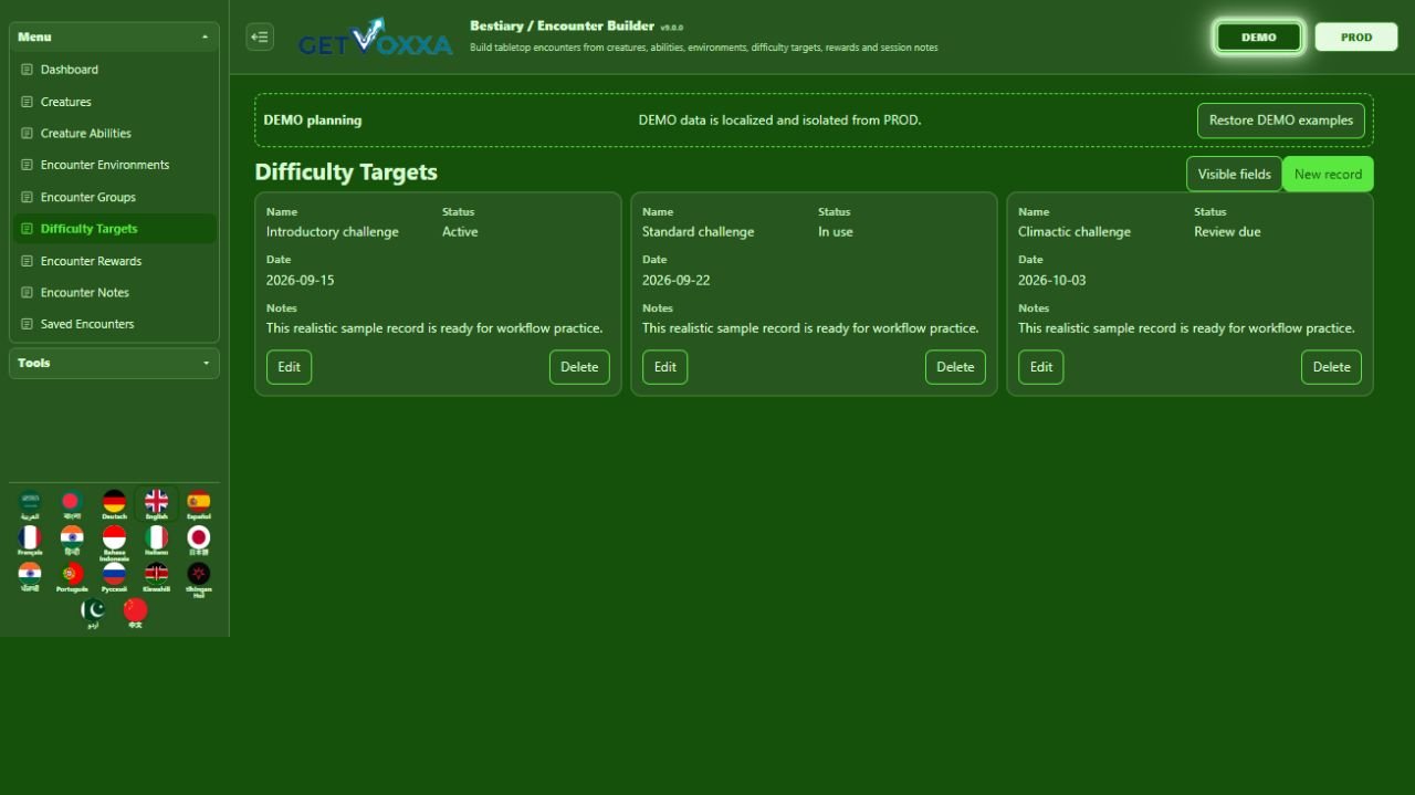 Capture d’écran — Bestiary / Encounter Builder v9.0.0