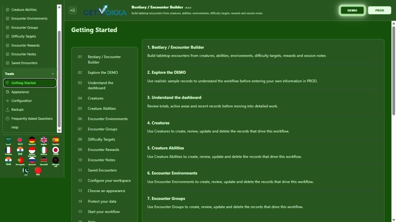 Capture d’écran — Bestiary / Encounter Builder v9.0.0