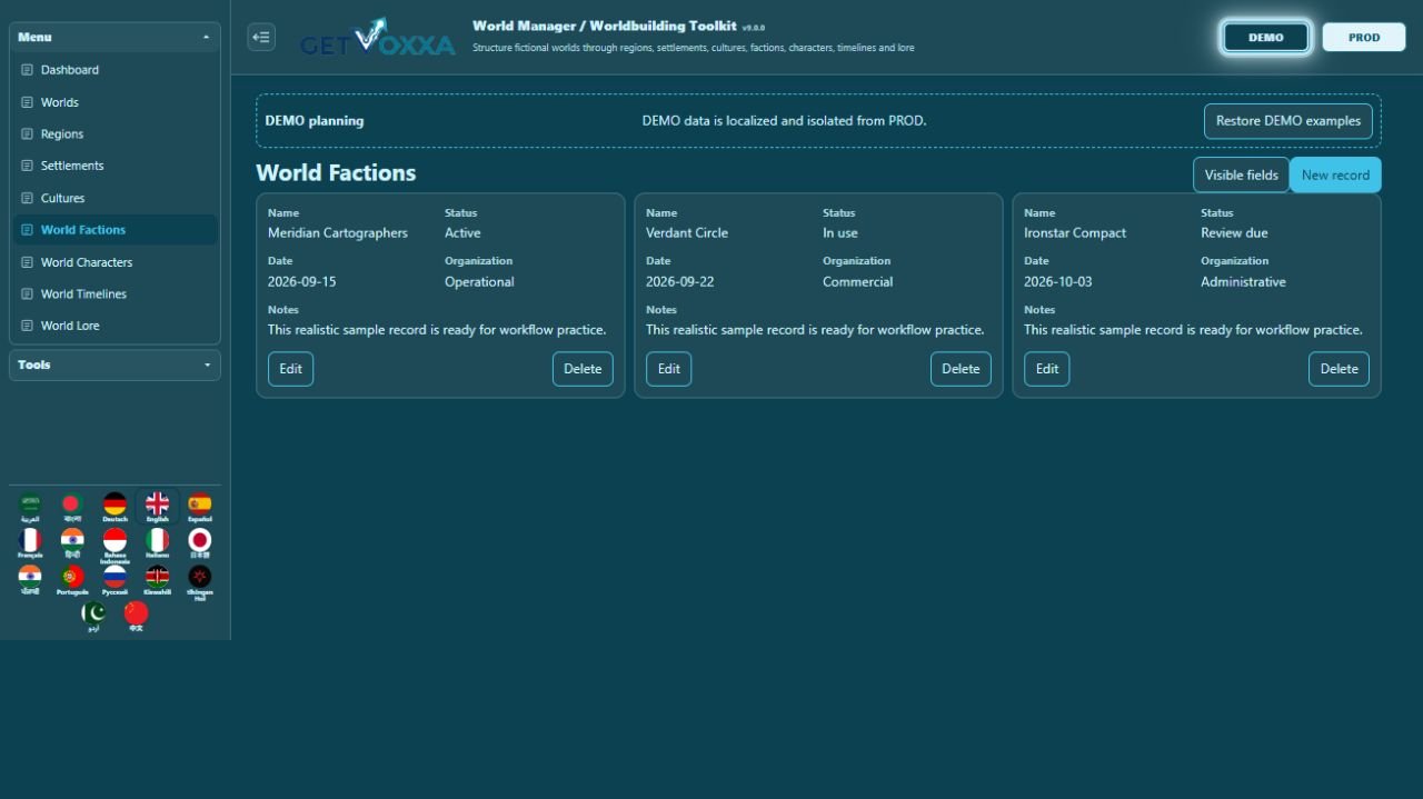Screenshot — World Manager / Worldbuilding Toolkit v9.0.0