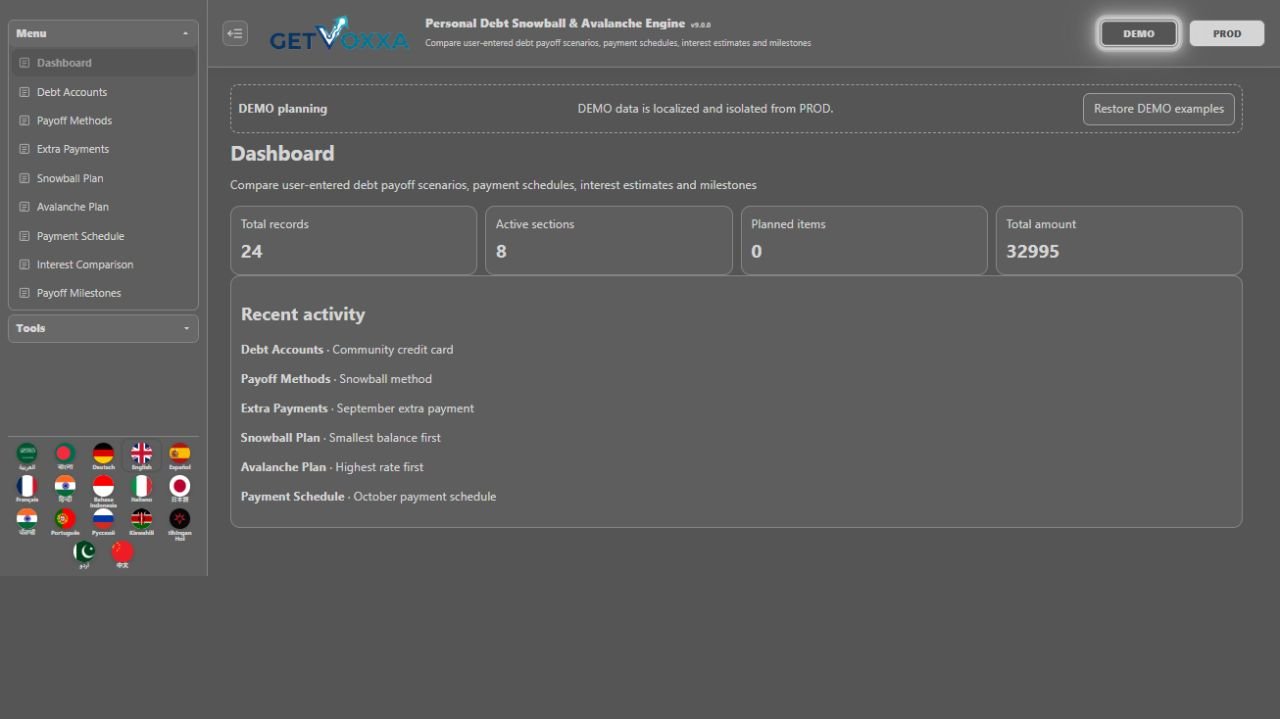 Personal Debt Snowball & Avalanche Engine