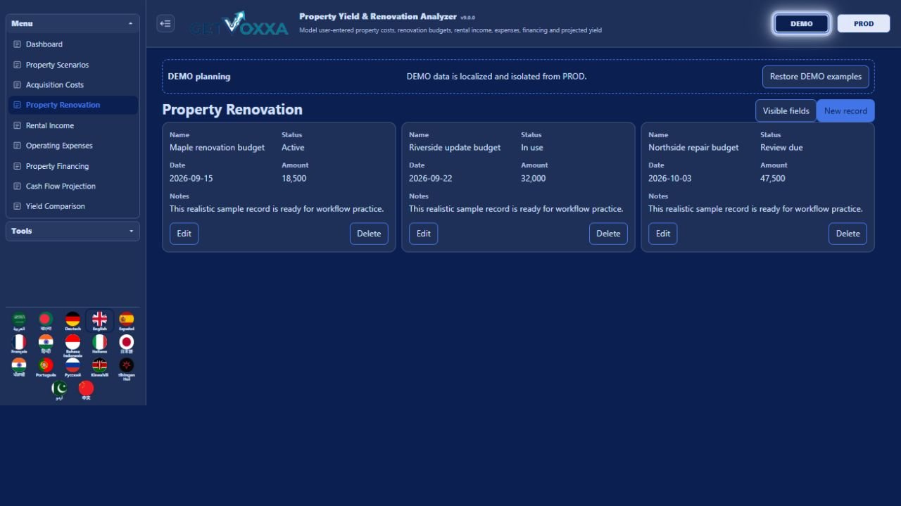 Schermata — Real Estate Rental Yield & Flip Analyzer v1.0.0