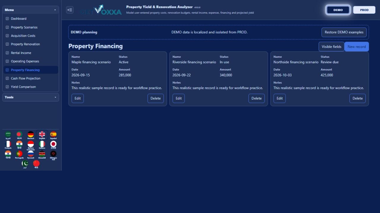 Schermata — Real Estate Rental Yield & Flip Analyzer v1.0.0