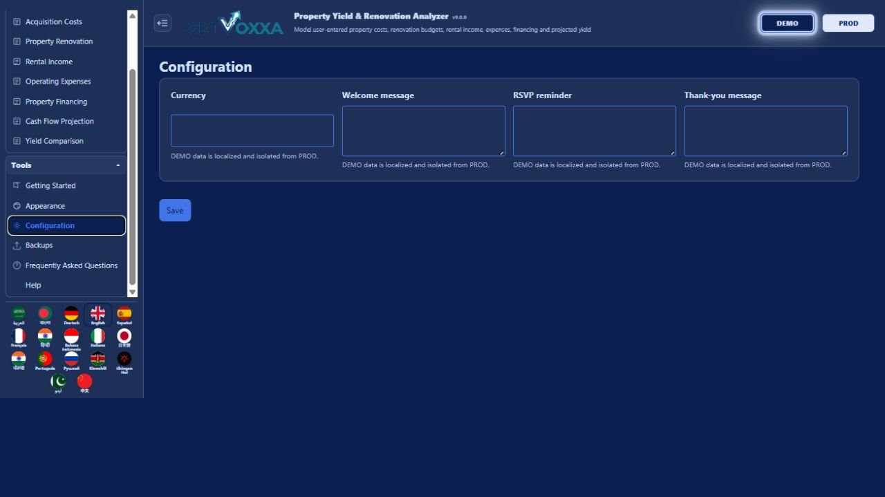 Schermata — Real Estate Rental Yield & Flip Analyzer v1.0.0