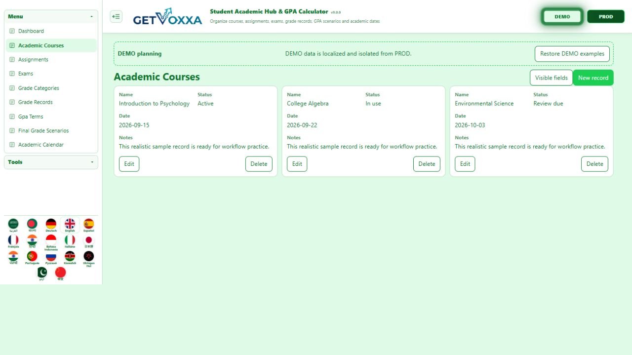 Screenshot — Student Academic Hub & GPA Calculator v1.0.0