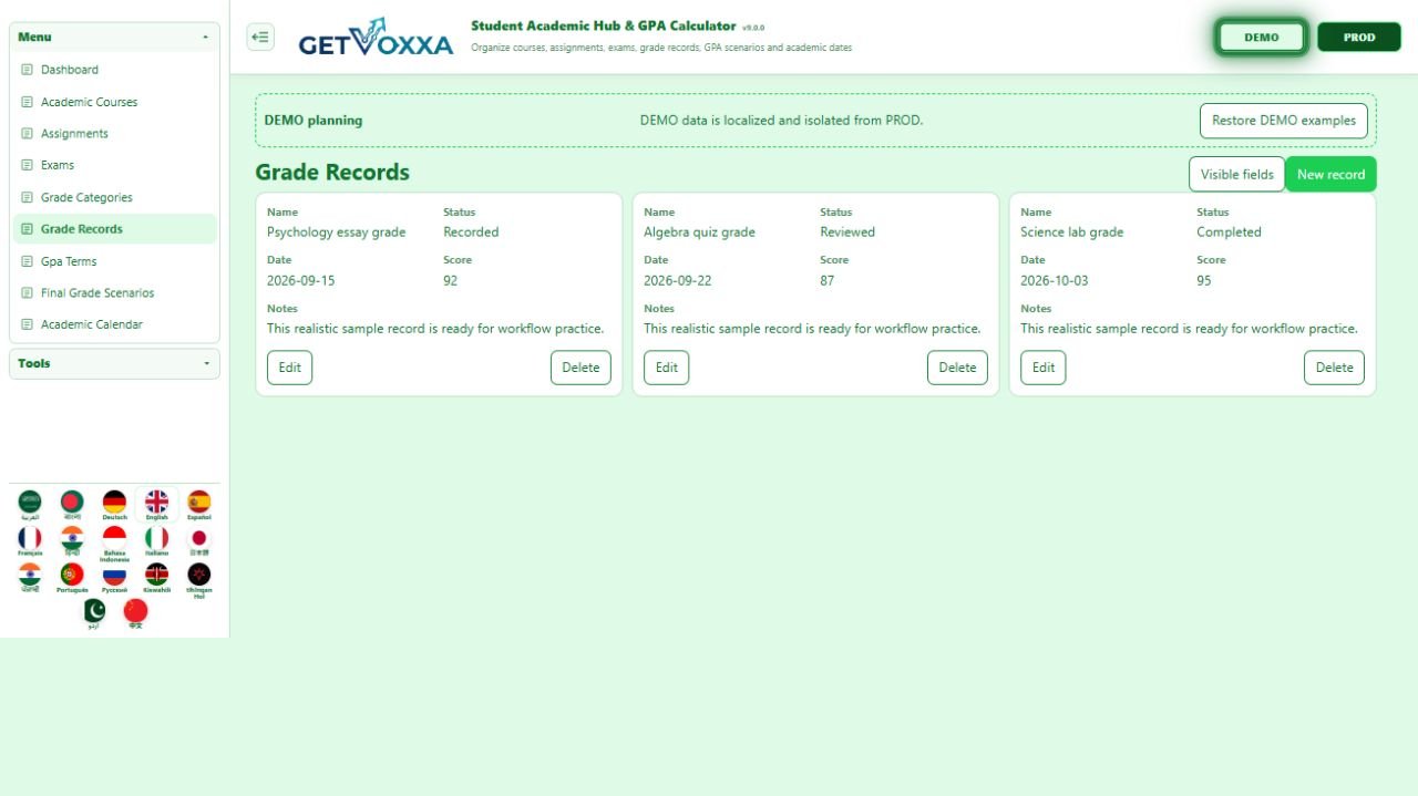 Screenshot — Student Academic Hub & GPA Calculator v1.0.0