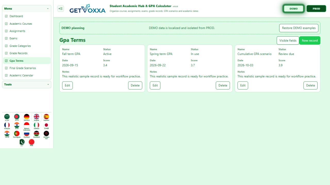 Screenshot — Student Academic Hub & GPA Calculator v1.0.0
