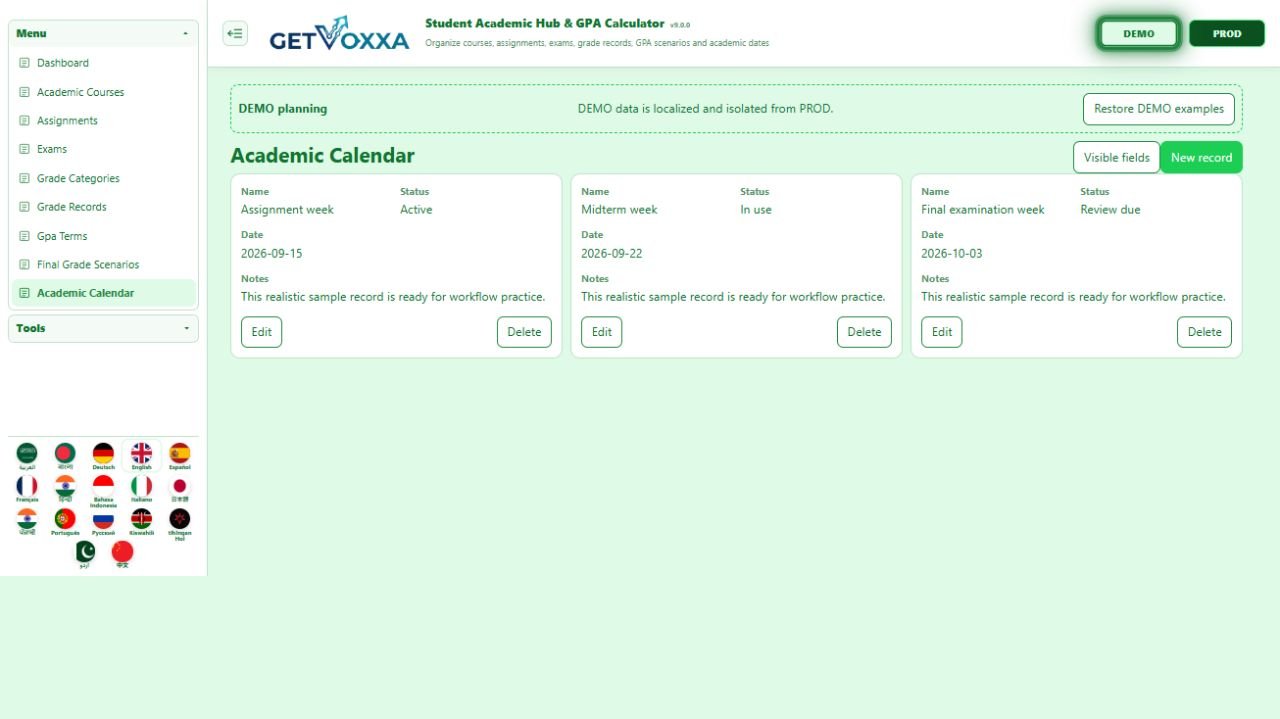 Screenshot — Student Academic Hub & GPA Calculator v1.0.0