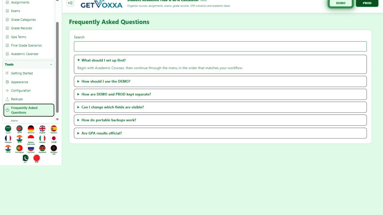 Screenshot — Student Academic Hub & GPA Calculator v1.0.0