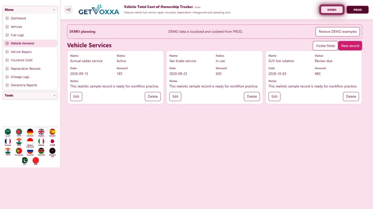 Screenshot — Vehicle Total Cost of Ownership Tracker v1.0.0