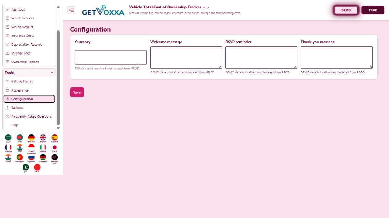 Screenshot — Vehicle Total Cost of Ownership Tracker v1.0.0