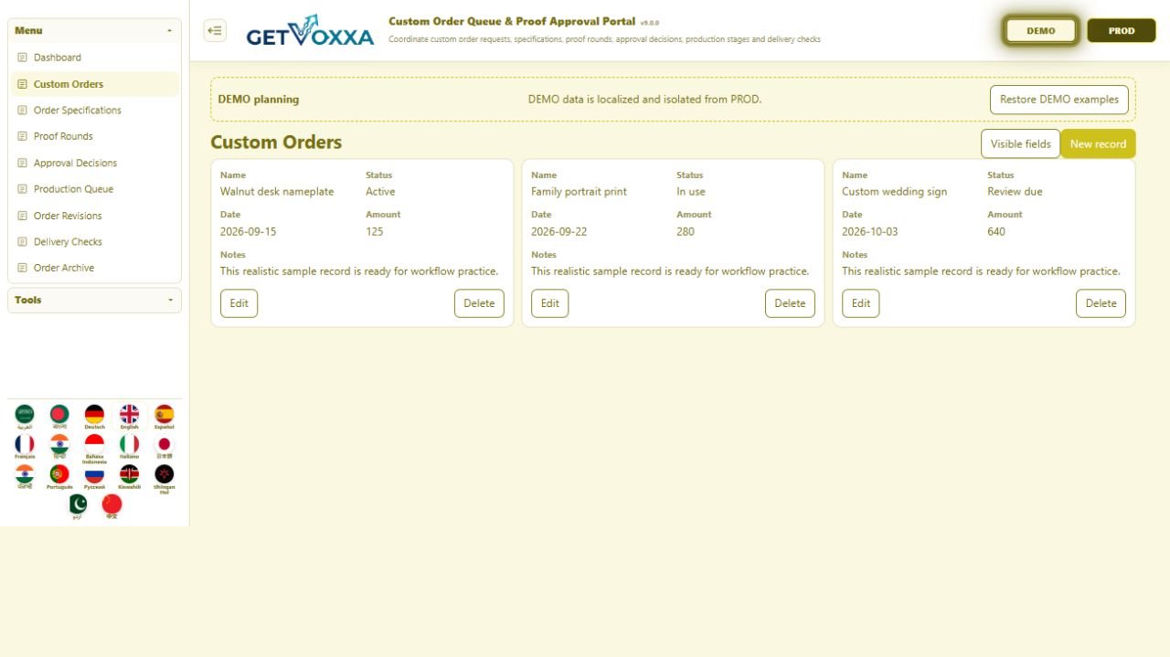 Screenshot — Custom Order Queue & Proof Approval Portal v1.0.0