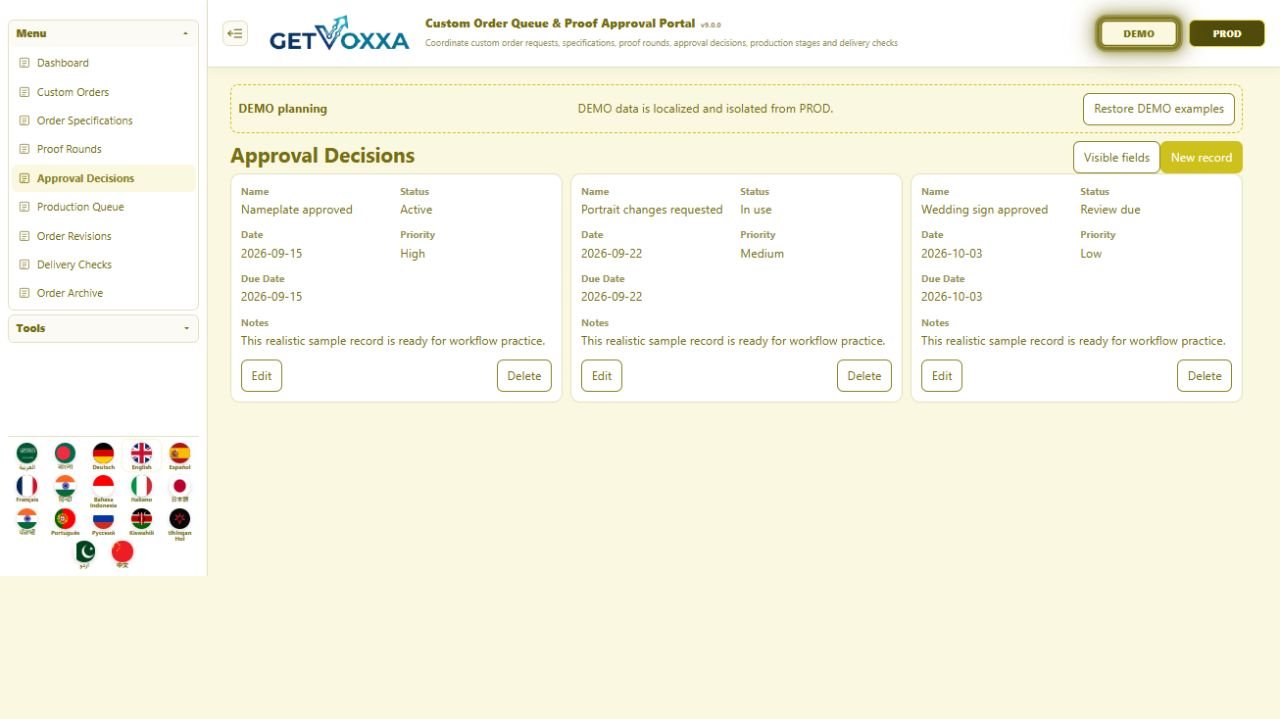 Screenshot — Custom Order Queue & Proof Approval Portal v1.0.0