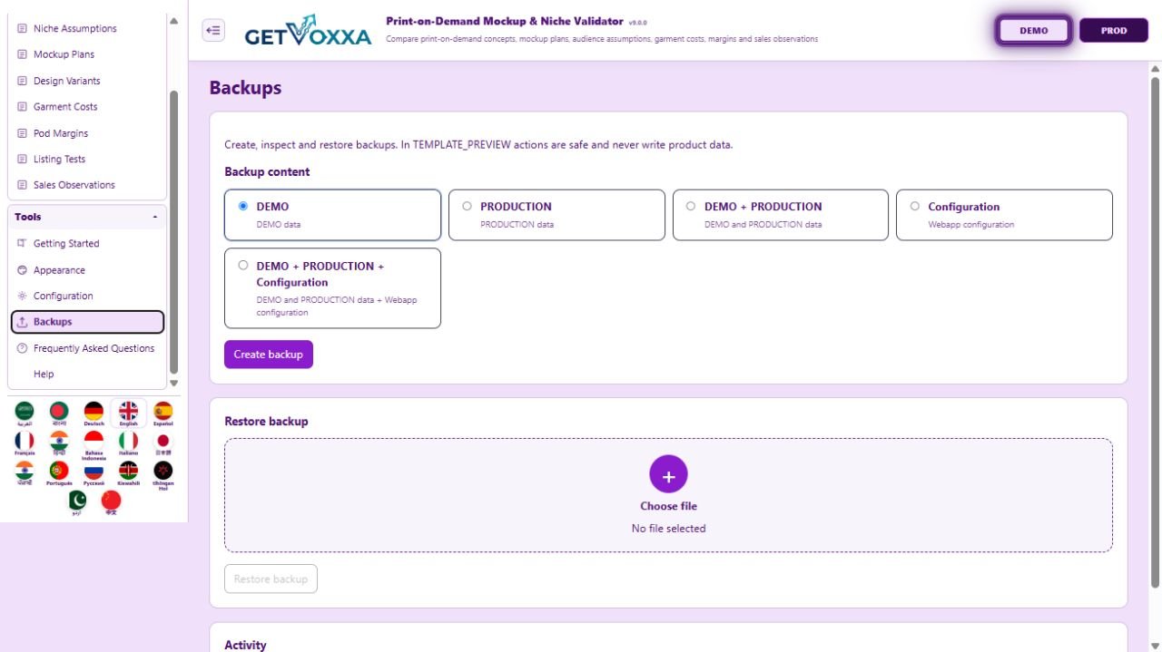 ਸਕ੍ਰੀਨਸ਼ਾਟ — Print-on-Demand Mockup & Niche Validator v1.0.0