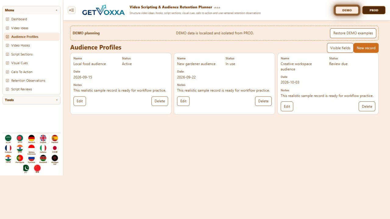 Screenshot — YouTube Video Scripting & Retention Planner v1.0.0