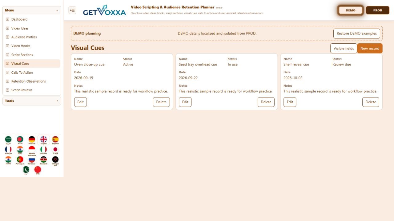 Screenshot — YouTube Video Scripting & Retention Planner v1.0.0
