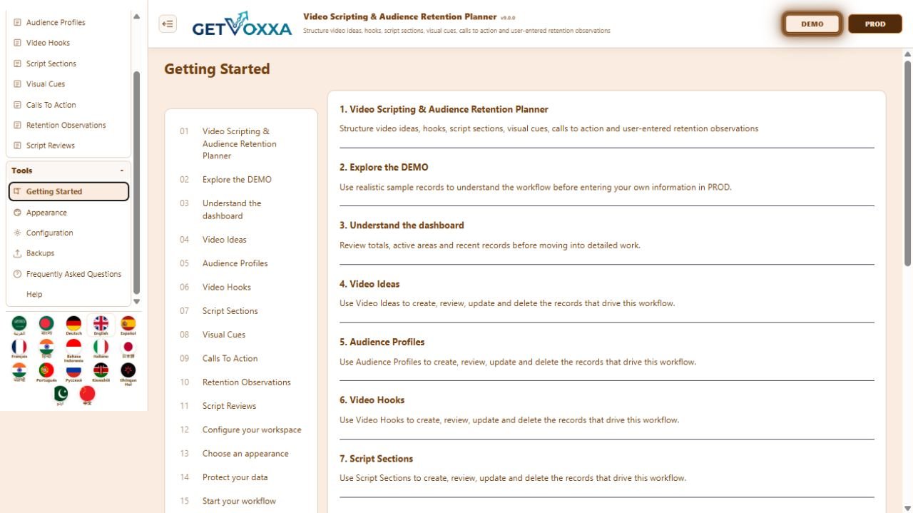 Screenshot — YouTube Video Scripting & Retention Planner v1.0.0