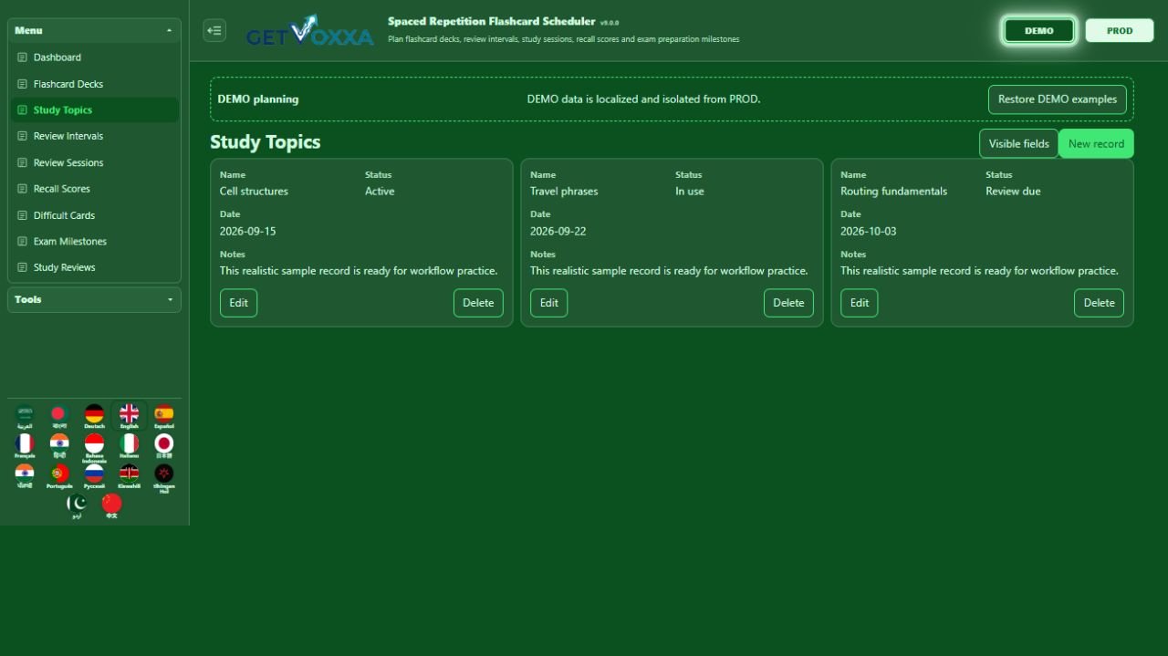 Screenshot — Spaced Repetition Flashcard Scheduler v1.0.0