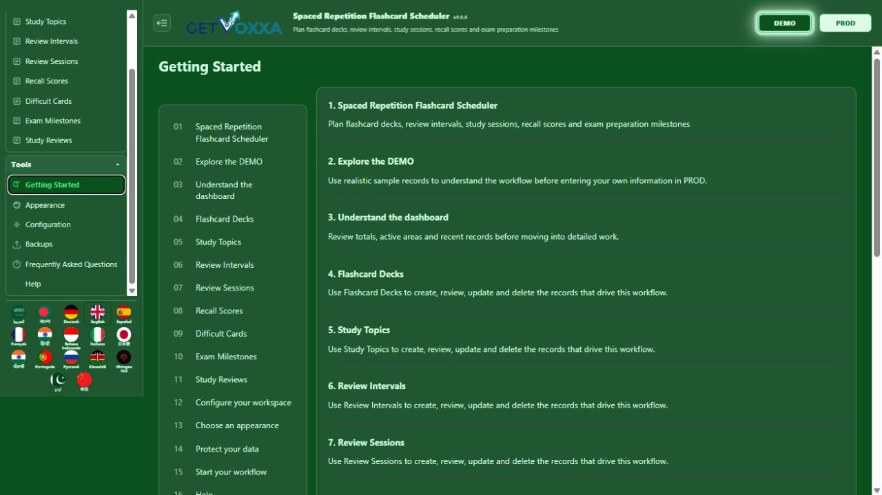 Screenshot — Spaced Repetition Flashcard Scheduler v1.0.0