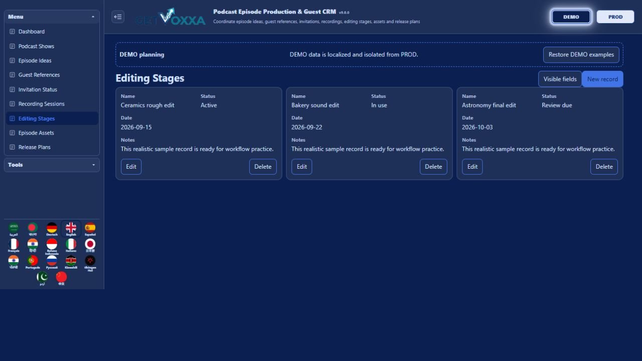Screenshot — Podcast Episode Production & Guest CRM v1.0.0