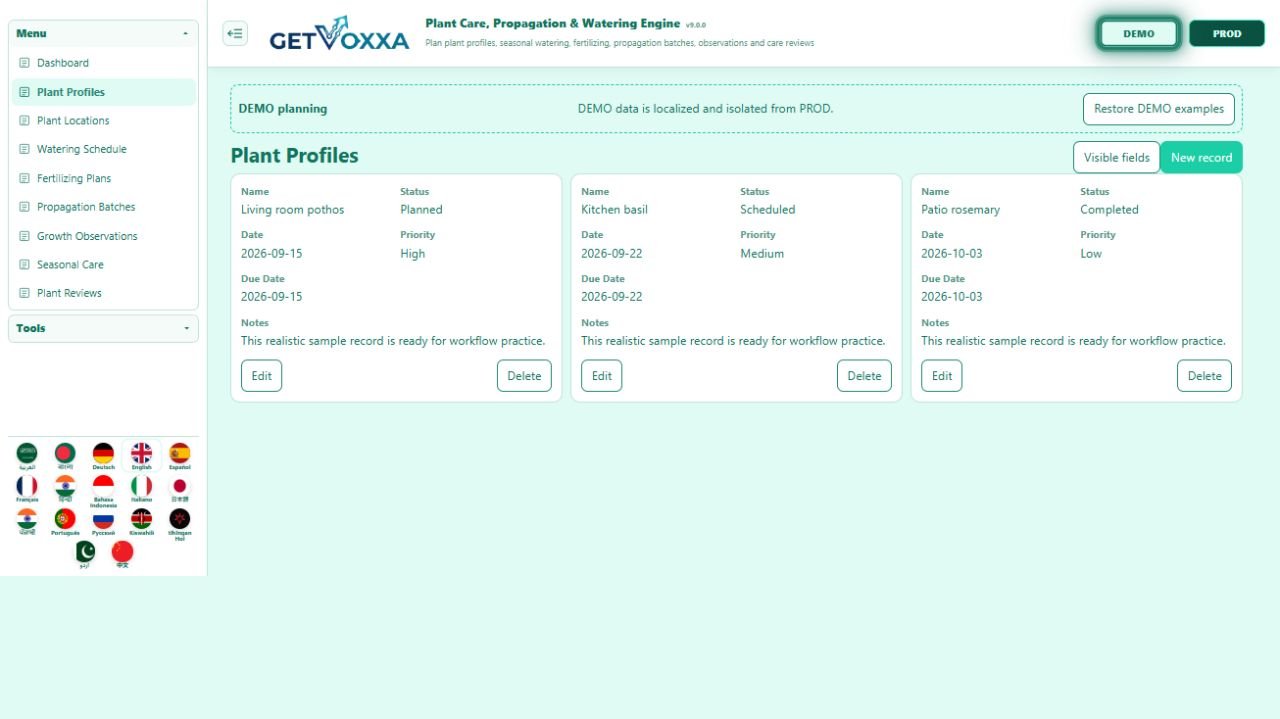 Screenshot — Plant Care, Propagation & Watering Engine v1.0.0