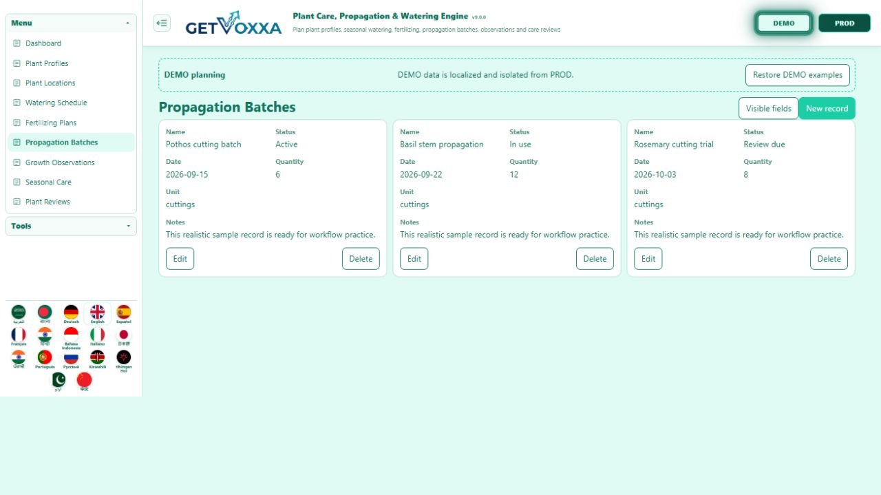 Screenshot — Plant Care, Propagation & Watering Engine v1.0.0