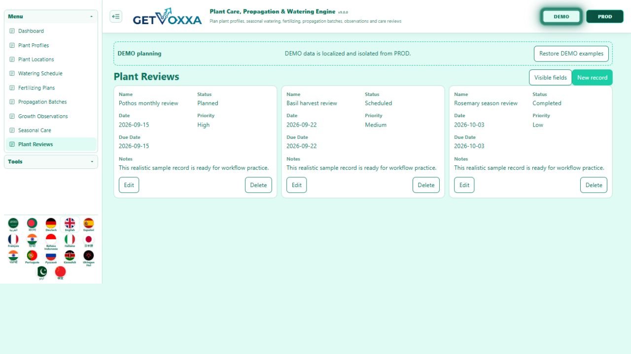 Screenshot — Plant Care, Propagation & Watering Engine v1.0.0