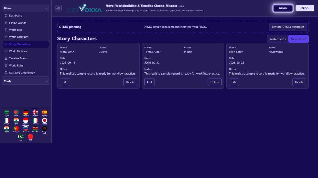 Screenshot — Novel Worldbuilding & Timeline Chrono-Mapper v1.0.0