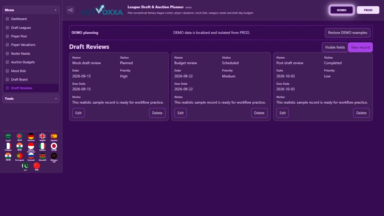 Screenshot — Fantasy League Draft & Auction Tool v1.0.0